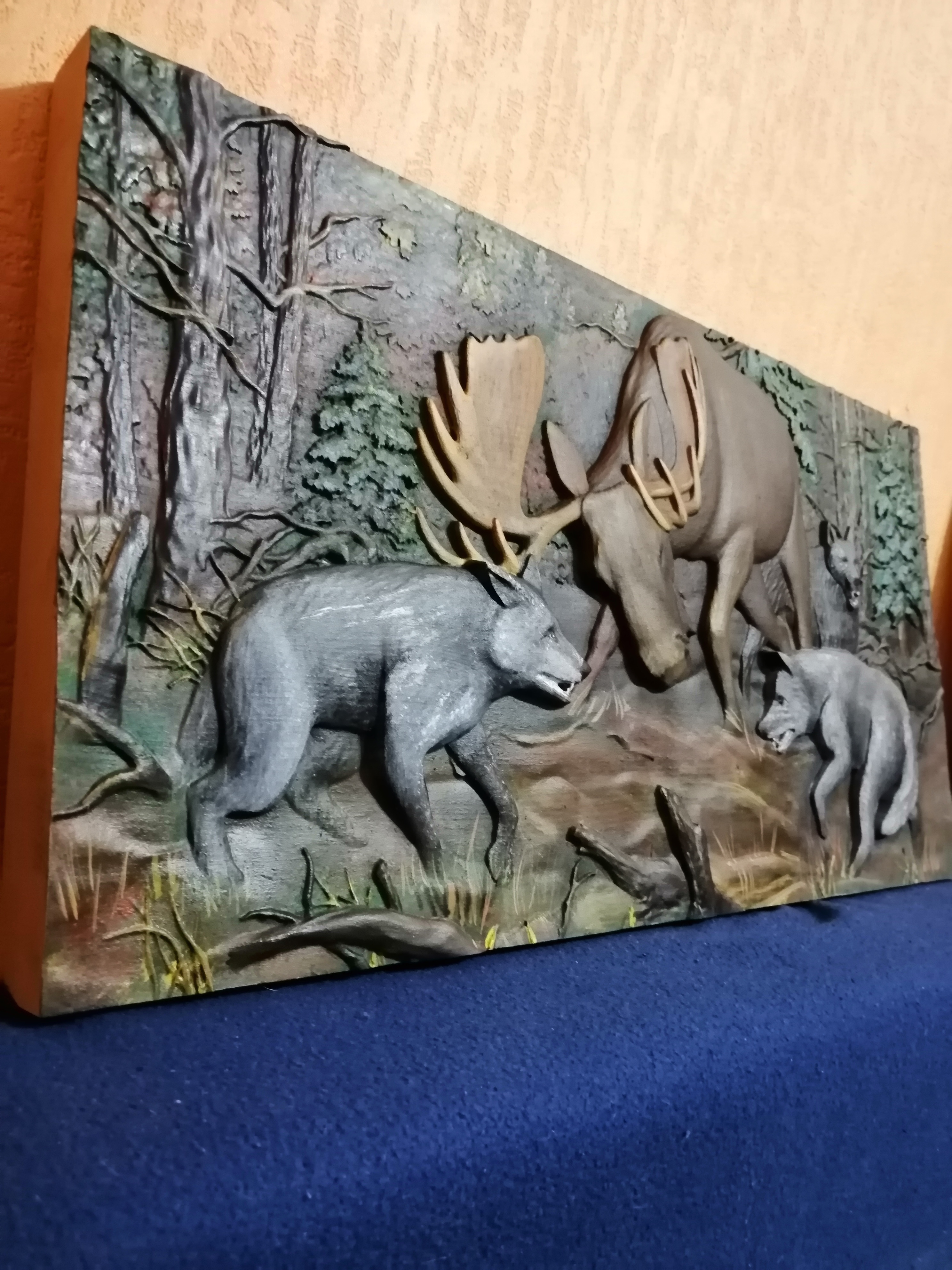 Картина  из бука Лесная схватка