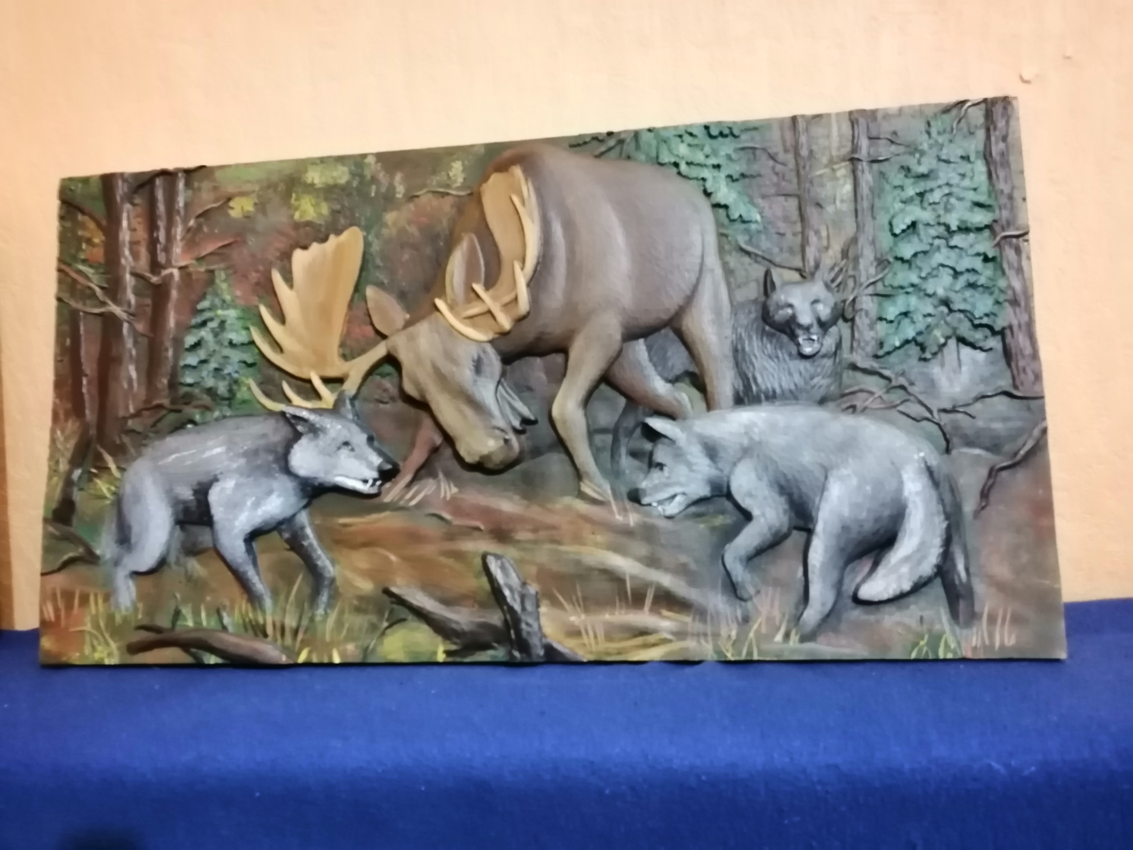 Картина резная Лесная схватка